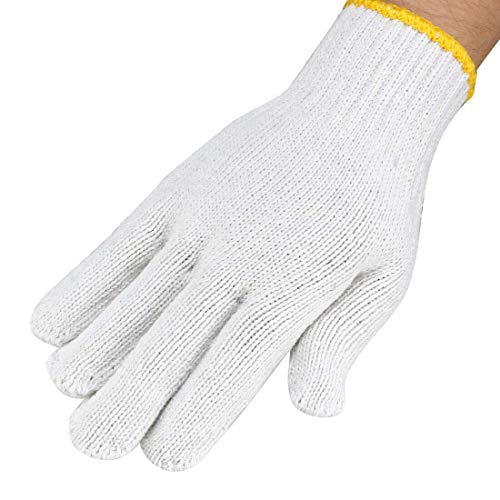 Safety Grip Protection Knit Cotton Gloves For Light To Medium Duty Work White-One Size Large (10) #TOP4