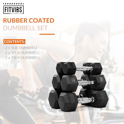 Rubber Encased Hex Dumbbell Set Contoured Handle for Muscle Toning, Strength Building & Full Body Workout, 60LB, 100LB and 150LB Set - Image 3