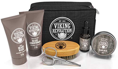 Viking Revolution Beard Care Kit for Men with Travel Case (Original)