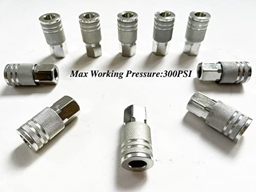 SANFU 1/4-Inch Steel Female Industrial Coupler, Air Hose Fittings 1/4-Inch Female Threads Quick Connector Air Coupler with Storage Case, 10-Pack by SANFU - Used condition - US$13.93