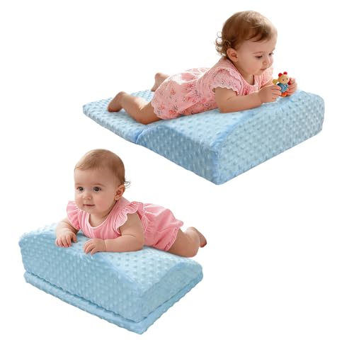NEAUDE Tummy Time Pillow Colic & Gas Baby Relief for Newborns Reflux, Infant Tummy Time Prop Shoulder Support Neck Strength Memory Foam Pillow Crawling Aids, Baby Feeding Nursing Burp Cushion