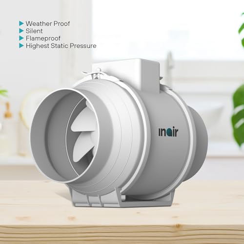 Image of INAIR | Mixed Flow Exhaust Fan I INA-MFF-315P I Black | 1750-2200 (m3 /g) Airflow | Silent, Energy Saving, Durable Ventilation Fan | Flexible Adjustment, Long Distance Air Supply IFor bathroom, kitchen