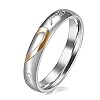 JewelryWe Bijoux Lot de 2 Bague Homme Femme Appariement Coeur Real Love Anniversaire Alliance Acier Inoxydable Couples Anneaux Fantaisie (Envoyer Taille par e-Mail) #2