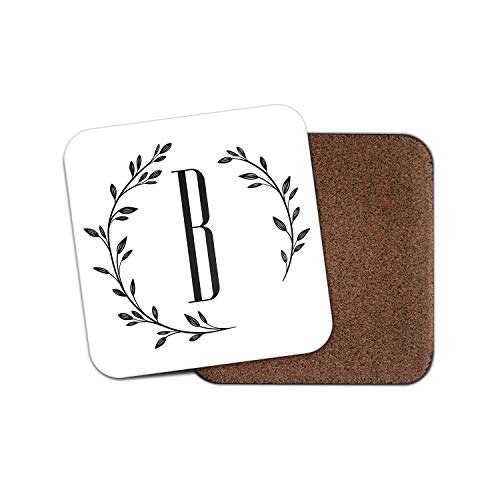 1 x Letter B Initial Coaster - Classic Floral Wreath Name Birthday #29461