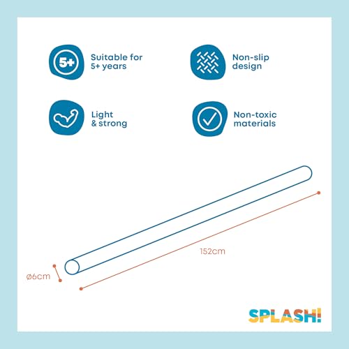 SPLASH! Swimming Pool Noodles – 2-Pack Swimming Noodle with Strong & Flexible Foam - Suitable for Adults and Children - Strong and Lightweight Pool Noodle Float (Light Blue) - Image 9