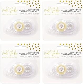 Glue Tape Roller - Double Sided Extra Strong Adhesive Dispenser - Easy Use & Mess Free - Perfect for Crafting, Card Making, Scrapbooking & Stationery - By Violet Studio (4 Pack)