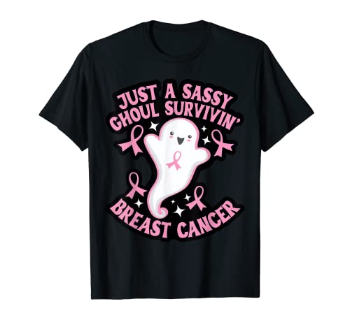 Ghoul descarado sobreviviendo cáncer de mama Halloween lindo fantasma Camiseta