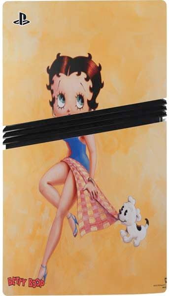 Skinit Decal Gaming Skin Compatible with PS5 Pro Bundle - Officially Licensed Betty Boop with Puppy Orange Background Design