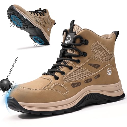 Image of Steel Toe Boots for Men Indestructible High Top Work Shoes for Men Comfortable Safety Shoes Puncture Proof Hiking Construction Shoes Botas de Trabajo para Hombre