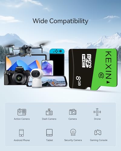 Image of KEXIN 8GB Micro SD Card 5 Pack with SD Adapter microSDHC Memory Card UHS-I C10 Micro SD Card Full HD High Speed TF Card for Smartphone Tablet Action Camera Dash Cam Drone Game Console