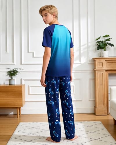 Image of PASHOP Boys Pajamas Little Big Boys Pajamas Short Sleeves and Pants 2 Pieces Summer Pjs Set Kids Boy Sleepwear Size 8-14