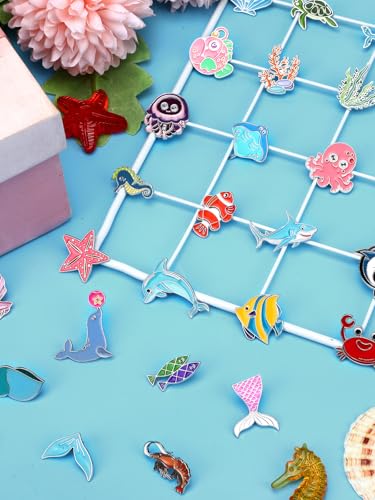 Image of JUNEBRUSHS 28PCS Ocean Sea Animal Enamel Pins Cute Fish Sea Creature Brooch Pins for Ocean Theme Party Classroom Favor Supplies Exchange Gift Clothes Hat Accessories