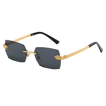 ZIUTNSAV-Vintage Rimless Leopard Head Sunglasses Women Men