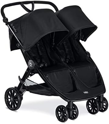 Britax B-Lively Double Stroller, Raven - Quick Self Standing Fold, Adjustable Handlebar, All Wheel Suspension