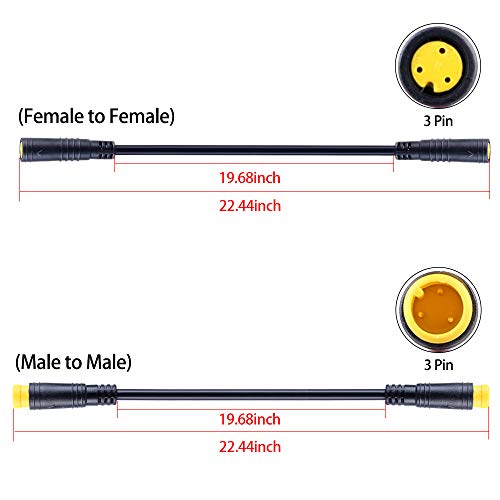 Bafang Extension Cable Mid Motor : 3 Pin Plug For Electric Bike Conversion Kit Bbs01 Bbs02 Bbshd Thumb Throttle And Gear Sensor - Female To Female 3Pin Connector (22.44 Inch) #TOP13