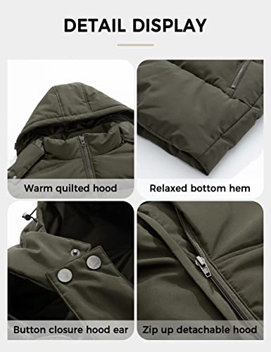 Soularge Men's Big and Tall Winter Thick Coat Outerwear (Army green, 4X) — view 6