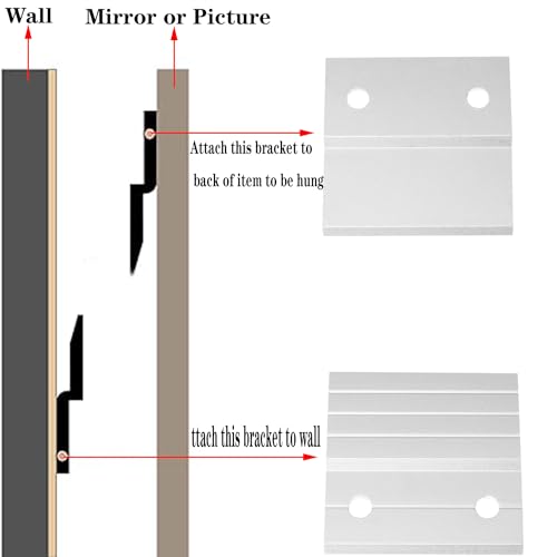 Image of DZS ELEC 8PCS French Z Shaped Suspension Clip Board Hanger Aluminum Hanging Picture Display Board Wall Protection Board Advertising Sign Fastener Wall Mounted Photo Frame with Screws Hanging Artwork