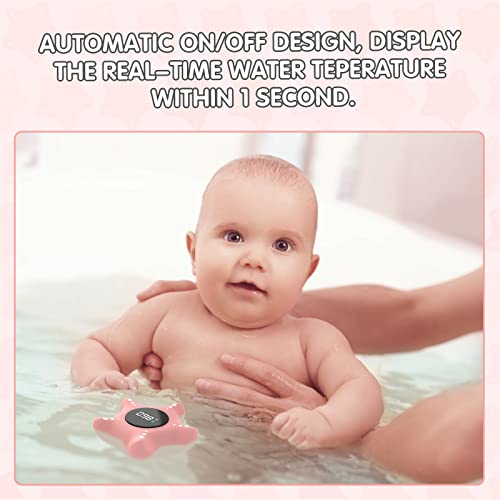 Ledfaah Baby Bath Thermometer Safety, Auto On & Off Bathtub Thermometer Floating Toy, Digital Bathing Water Temperature Warning Thermometer, Pink Sea Star Shape #TOP1