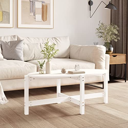 Table Basse with Pin Massif, Design Classique, Pratique et Robuste, Coffee Table, Table de Salon, pour Salon, Blanc, 118 x 63 x 45 cm