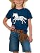 Horse Shirt for Girls Western Shirt Cowgirl Tshirts Horse Riding Tee Animal Lover Gift Graphic Tees Tops Blue