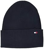 Baumwoll-Kaschmir-Mischung Tommy Hilfiger Damen Essential Knit Beanie Hut, Sky Captain, OS