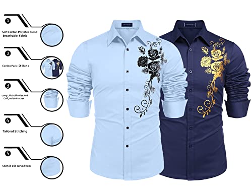 Image of Zombom Men's Regular Fit Cotton Blend Printed Full Sleeve Casual Shirts