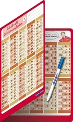 Ich übe alle Divisionsaufgaben mit Stift: Divisions Übungstafel, Klappkarte im großen Format, trocken abwischbar ohne zu schmieren und ohne Farbrückstände für die 2. Klasse