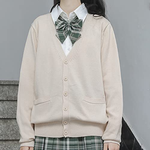 Image of Blostirno Women's Cardigan School Uniform Sweater Cardigans V-Neck Long Sleeve Button Down Knit with Pockets
