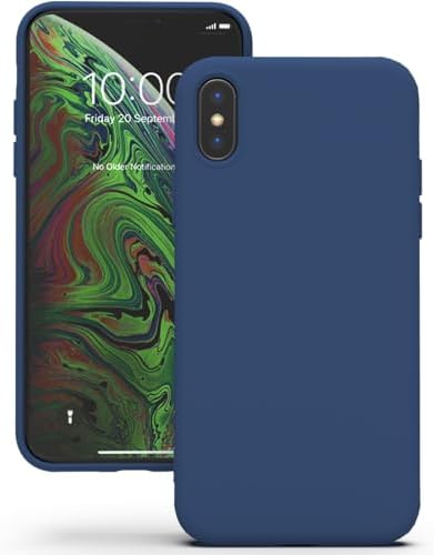 YATWIN Hülle für iPhone X/iPhone XS, Silikon Handyhülle mit Futter, 1mm Kamera und Displayschutz, Dünn & Leicht, Anti Kratzer Case, Blau