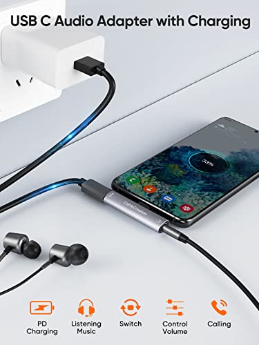 Cablecreation Usb C To 3.5Mm Headphone And Charger Adapter, 2 In 1 Type-C To Hi-Res 3.5Mm Audio With Pd Fast Charge #TOP3
