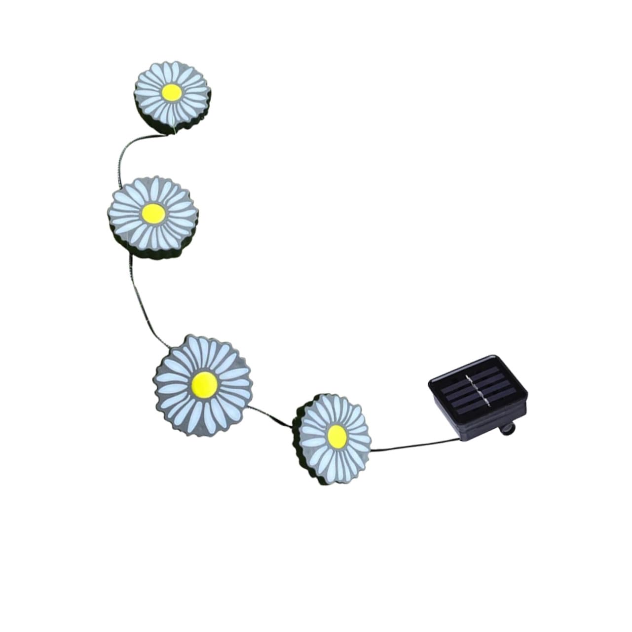 Luce Solare da Giardino a Crisantemo, Inserto Nero in Plastica Resistente