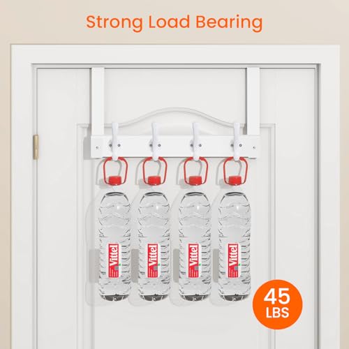 Homode Over The Door Hooks Heavy Duty, Wood Over Door Hanger Hook, Over Door Towel Rack with Coat Hooks for Hanging Towels Clothes Hats Bags, Back of Bathroom Door, White by Homode - Image 4
