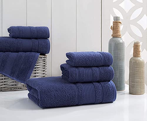 Qute Home 4-Piece Washcloths Towels Set, 100% Turkish Cotton Premium Quality Towels for Bathroom, Quick Dry Soft and Absorbent Turkish Towel, Set Includes 4 Wash Cloths Navy Blue - Thumbnail 6