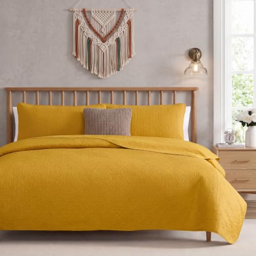 Lorenzo Mustard Yellow Gold Quilt, Full/Queen Bedspread Light Coverlet