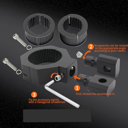 Horizontal Bar Clamp Mounting Kits 360 Degree 1.37\" 1.5\" 2\" 2Pcs Vertical Bar Tube Clamp Roof Roll Cage Holder Universal Clamp Bracket fit for Motorcycle Crash Bar Guard ATV UTV