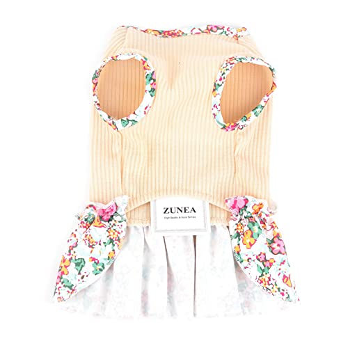 Zunea Dog Dresses for Small Dogs Floral Puppy Princess Dress Summer Female Flowers Pet Clothes Cute Fancy Skirt Soft Doggie Vest Dress Chihuahua Yorkie Apparel Outfits Beige L - Image 3