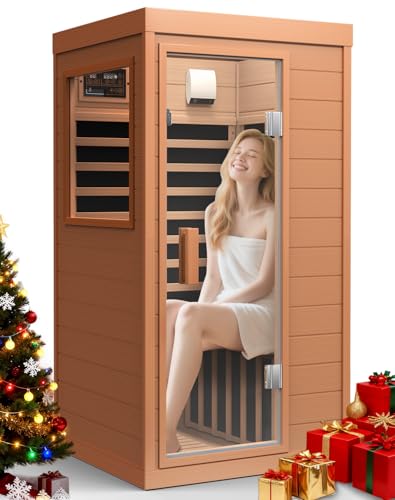 OUTARFIE Sauna Infrared Sauna, Hemlock 1 Person Dry Sauna with