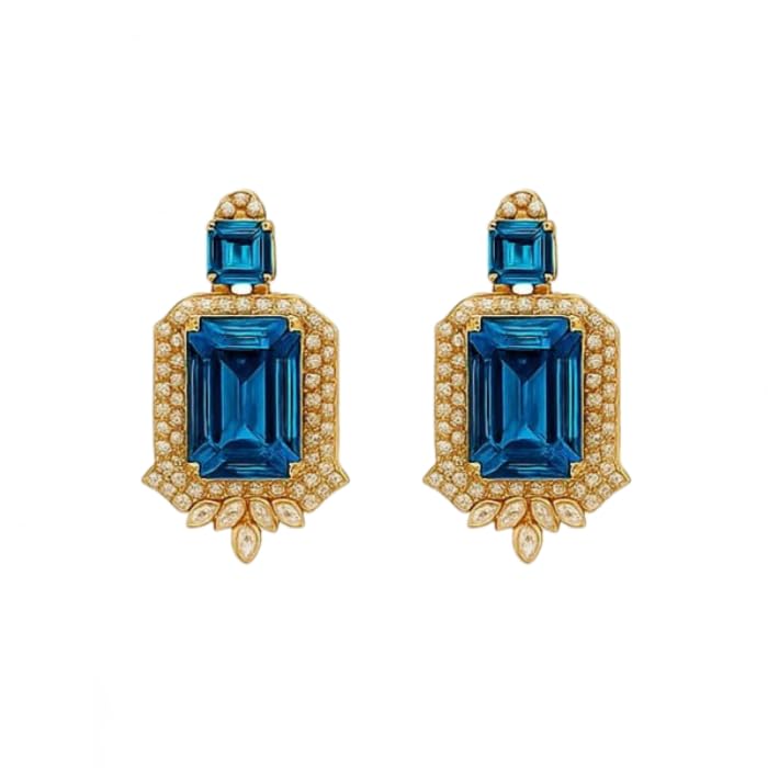 Image of I Jewels Gold Plated Stylish Design Crystal Diamond Necklace & Earrings Jewellery Set for Women