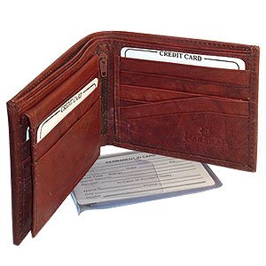 Mens Bifold Flip ID Credit Card Holder Burgundy Wallet