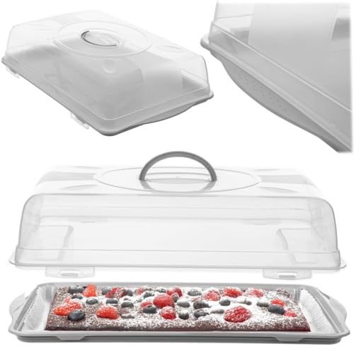 KADAX caja de transporte rectangular para tartas, caja para tartas con tapa (gris)