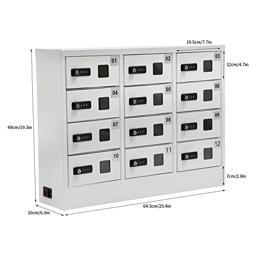 Cellphone Locker Mobile Device 12 Slot Box Charging Station Cellphone Charging Station Combination Lock with Three-in-one Charging Ports