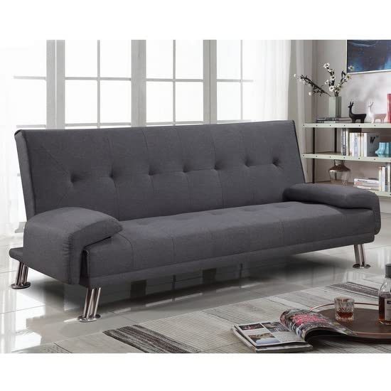 Bagno Italia Divano letto sofà 194x110x40 in ecopelle nero o bianco o microfibra beige o grigio reclinabile design moderno per sala soggiorno modello Sibilla I modern