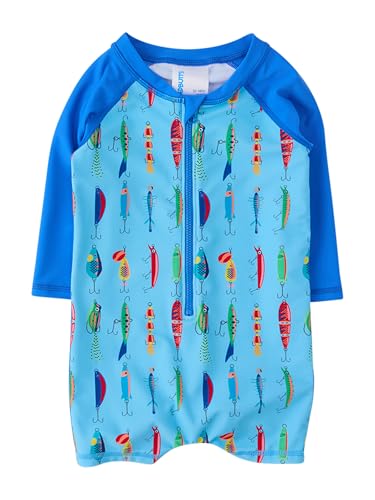 Image of RUGGEDBUTTS Baby /Toddler Boy Swimsuit, One Piece Zipper Rash Guard Sunsuit with UPF 50+ Sun Protection