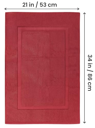 Utopia Towels Cotton Banded Rug, Bath Mats, Not a Bathroom Rug, 21 by 34 Inches, 100% Ring Spun Cotton, Highly Absorbent Shower Bathroom Floor Mat, Red, 2 Pack