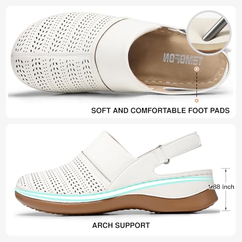 Image of TEMOFON Shoes for Women Clogs Sandals: Comfortable Closed Toe Wedge Shoes Sling-Back Walking Mules with Arch Support