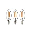 helloify B11 Dimmable Vintage LED Edison Candelabra Bulb 4.5W, 60W Equivalent, High Brightness, 2700K Warm White Light, Clear Glass, Candles/Chandelier Style, E12 Base, 3PCS
