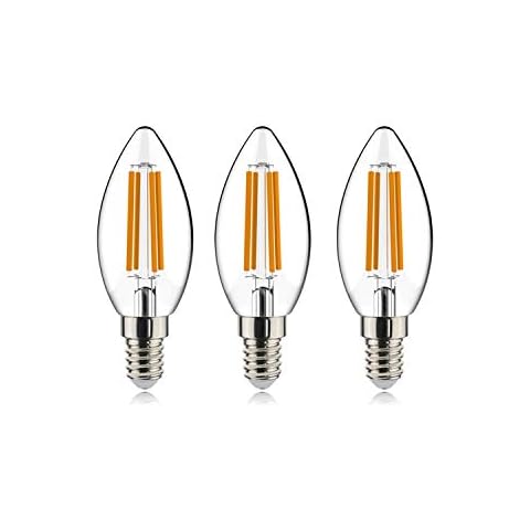 helloify B11 Dimmable Vintage LED Edison Candelabra Bulb 4.5W, 60W Equivalent, High Brightness, 2700K Warm White Light, Clear Glass, Candles/Chandelier Style, E12 Base, 3PCS Cover