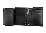 RAS WALLETS Mens RFID Blocking Soft Leather Trifold Purse Credit Card Holder Id Window and Coin Pouch 503 (Black)