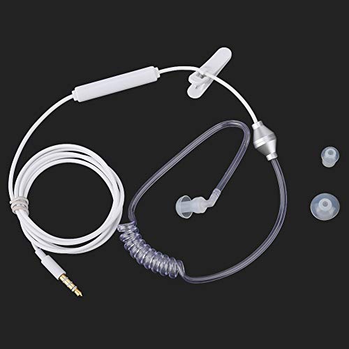 BAFOVY Auriculares Internos con Tubo de Aire Flexible y Micrófono para Auriculares con Cable iOS y para Conducir Hacer Ejercicio (White)