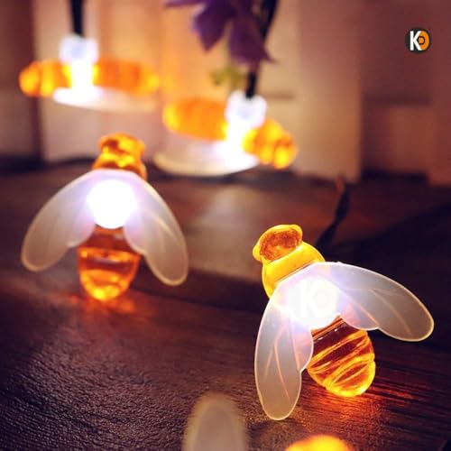 Image of K D Honey Bee String Fairy Lights -Yellow | 16 LED Honee Bee led Light with Plug | 7.5 ft Length | Waterproof Decor Lights for Diwali /Cafe /Home for Indoor & Outdoor (Honey bee Yellow)